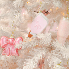 Pink Glittered Trendy Tumbler Christmas Ornament