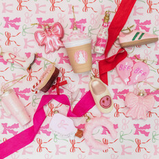 Pink Glittered Trendy Tumbler Christmas Ornament