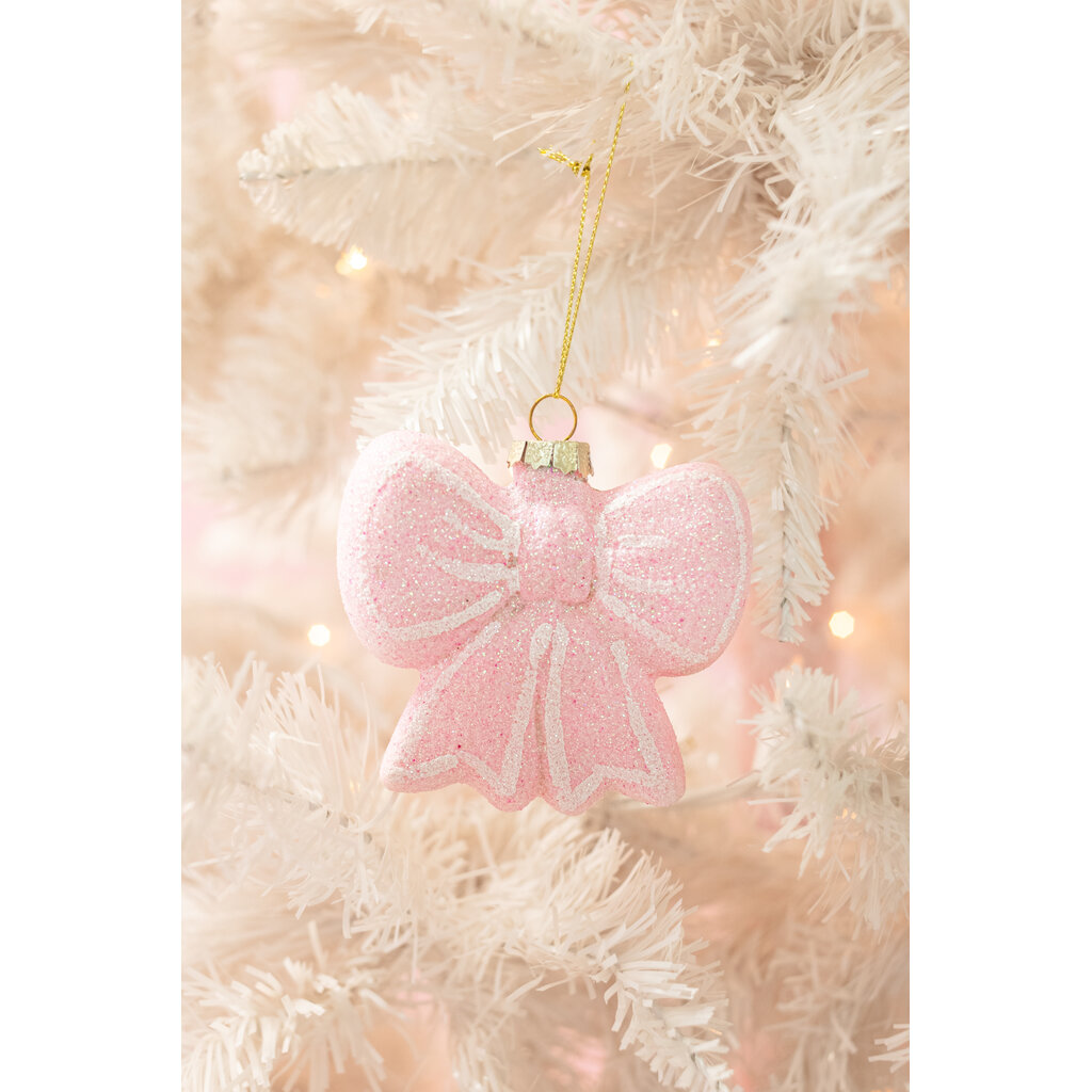 Blush & Sparkle Bow Christmas Ornament