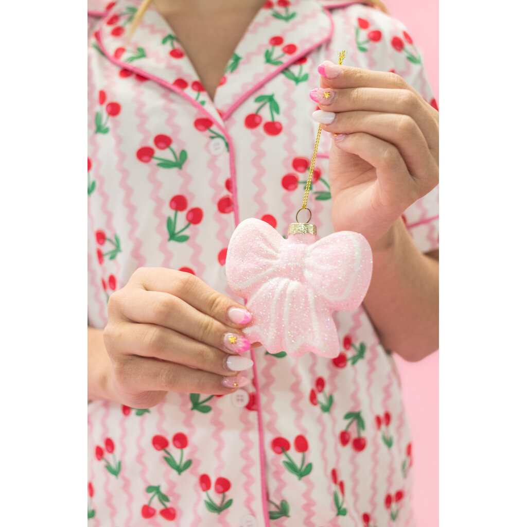 Blush & Sparkle Bow Christmas Ornament