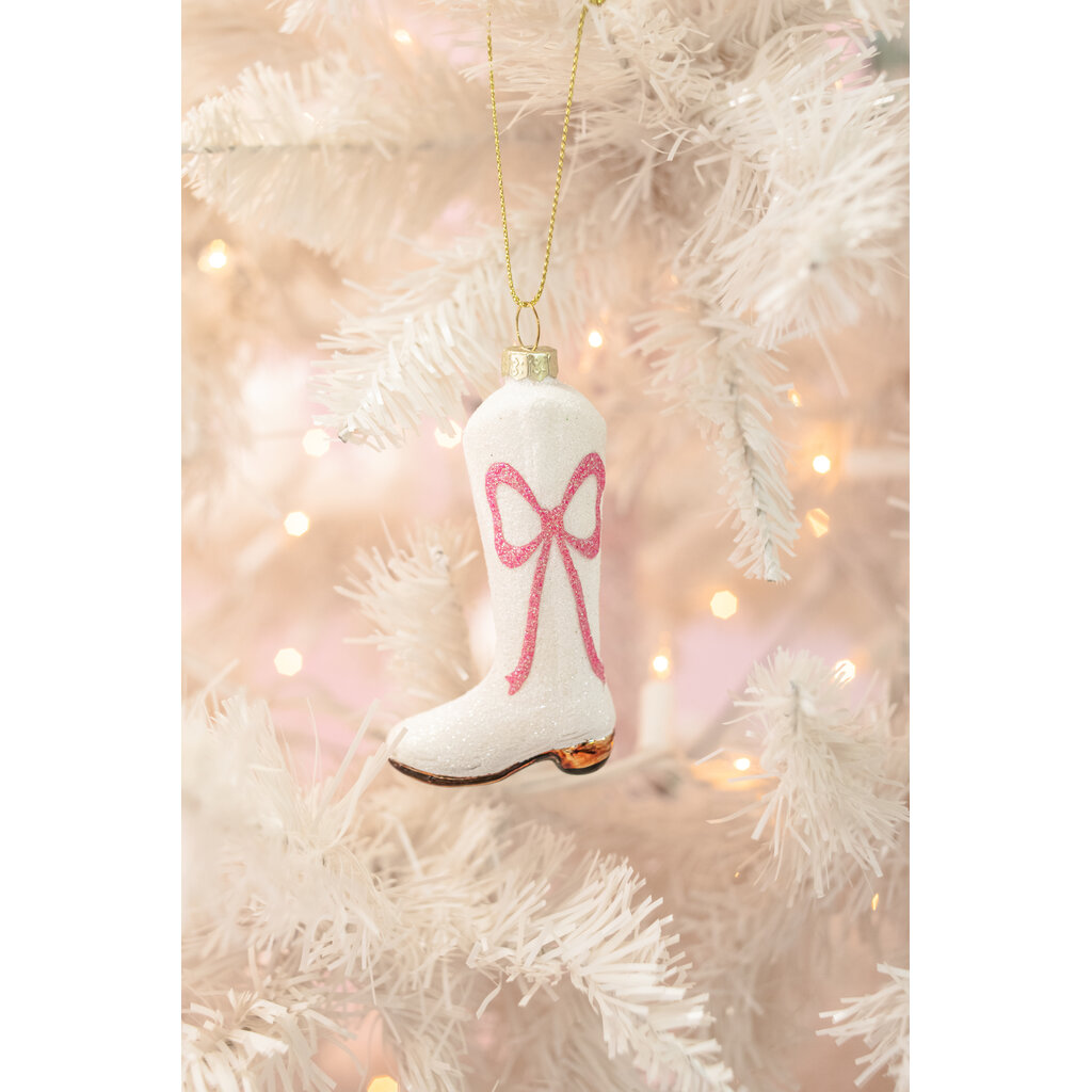 Pink Bow Glitter Cowboy Boot Ornament