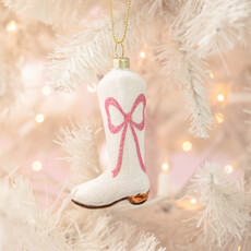 Pink Bow Glitter Cowboy Boot Ornament