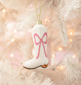 Pink Bow Glitter Cowboy Boot Ornament