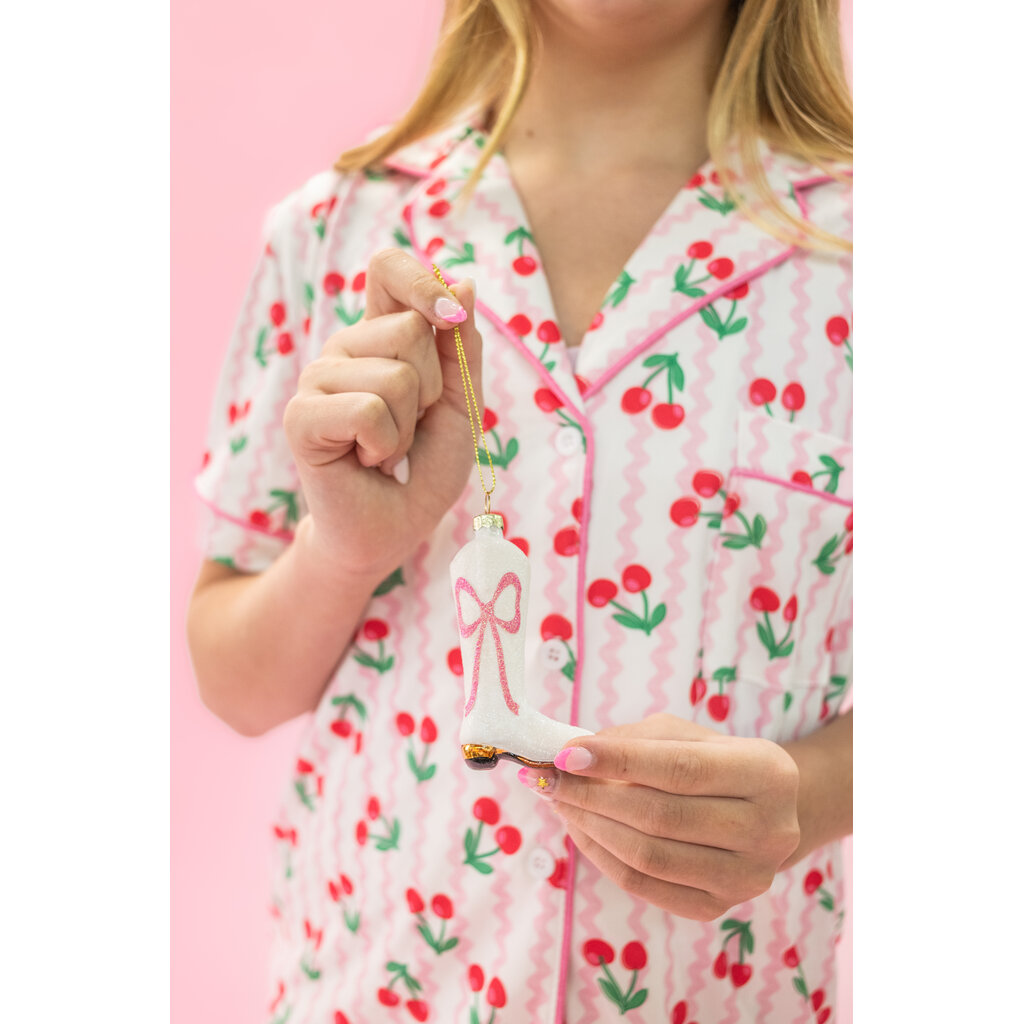 Pink Bow Glitter Cowboy Boot Ornament