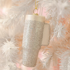 Silver Glitter Trendy Tumbler Christmas Ornament