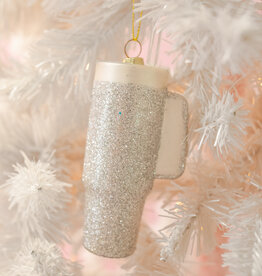 Silver Glitter Trendy Tumbler Christmas Ornament