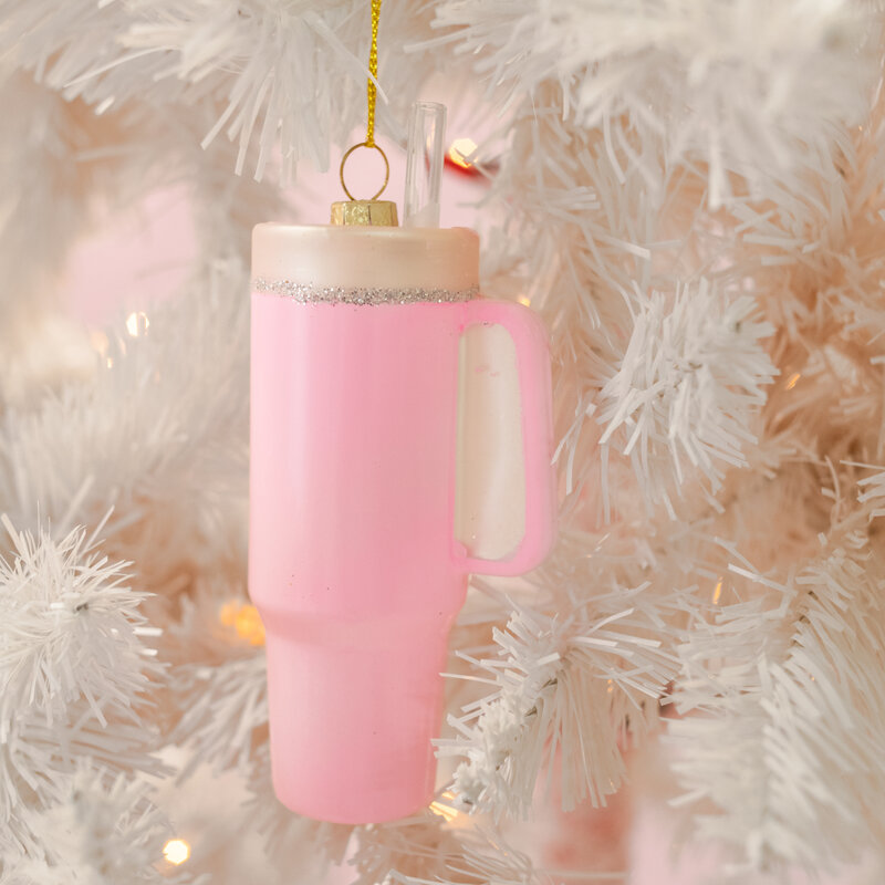 Bubblegum Pink Trendy Tumbler Christmas Ornament