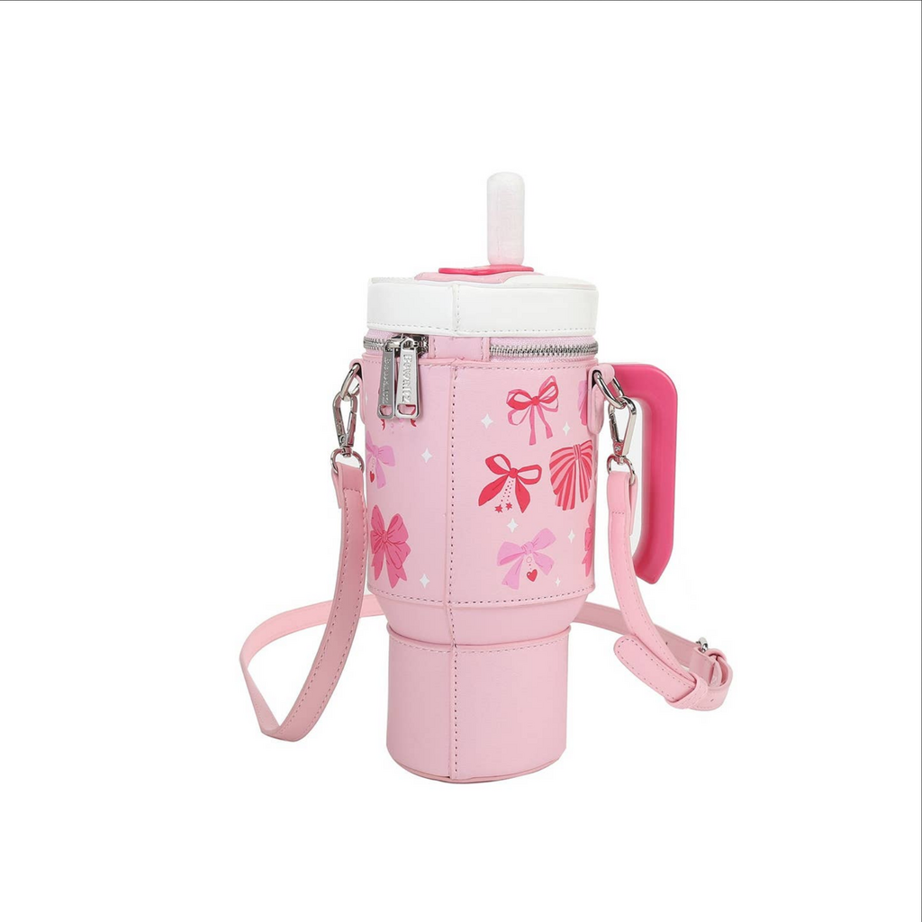Elegant Pink Bows Take A Sip Water Cup Crossbody
