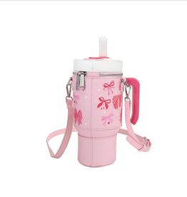 Elegant Pink Bows Take A Sip Water Cup Crossbody