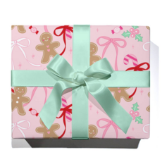 Christmas Gingerbread Bows Continuous Wrapping Paper Roll