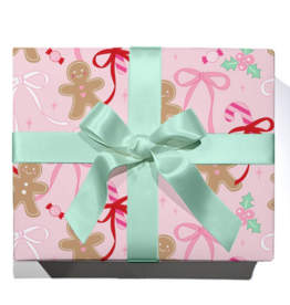 Christmas Gingerbread Bows Continuous Wrapping Paper Roll