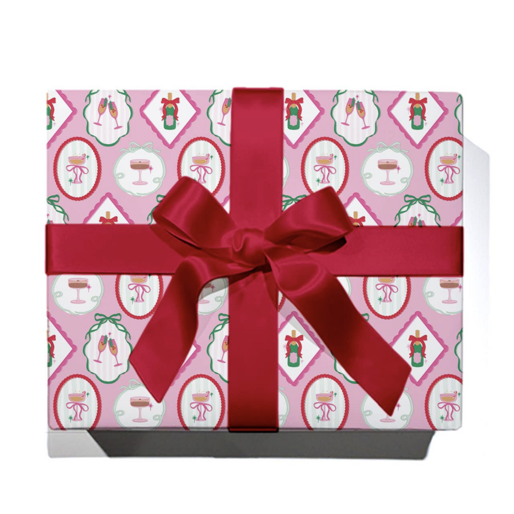 Pop Fizz Clink Christmas Cocktail Continuous Wrapping Paper Roll
