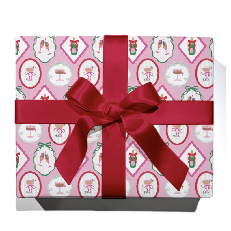 Pop Fizz Clink Christmas Cocktail Continuous Wrapping Paper Roll
