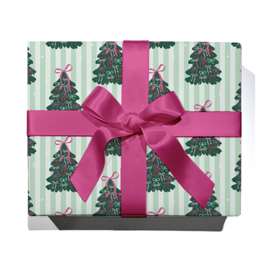Tied Up In Bows Holiday Trees Continuous Wrapping Paper Roll