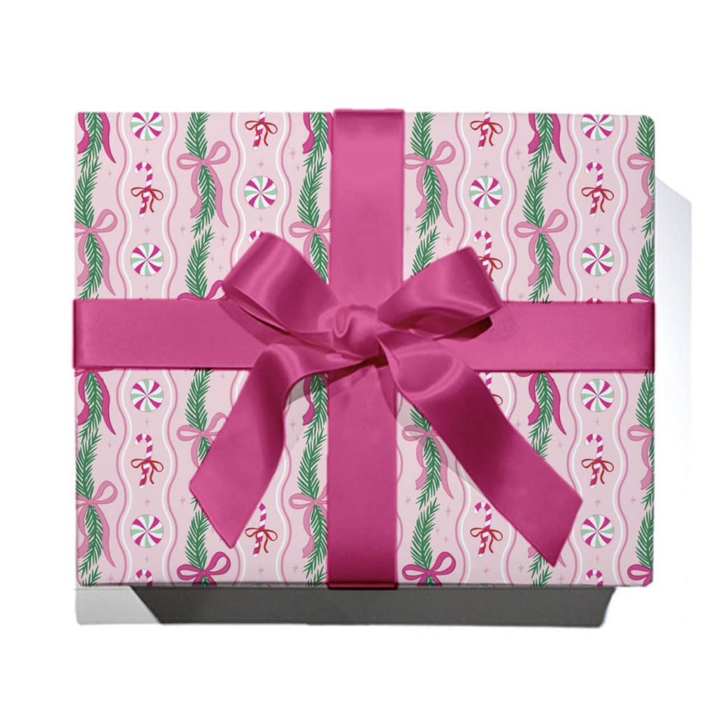 Peppermint & Pine Garland Continuous Wrapping Paper Roll