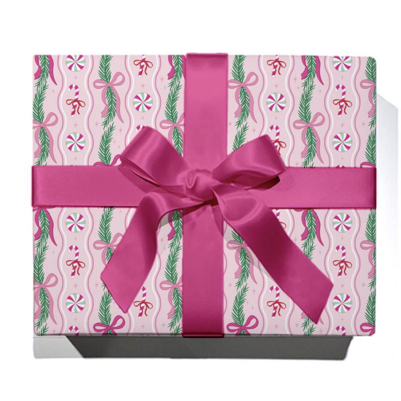 Peppermint & Pine Garland Continuous Wrapping Paper Roll