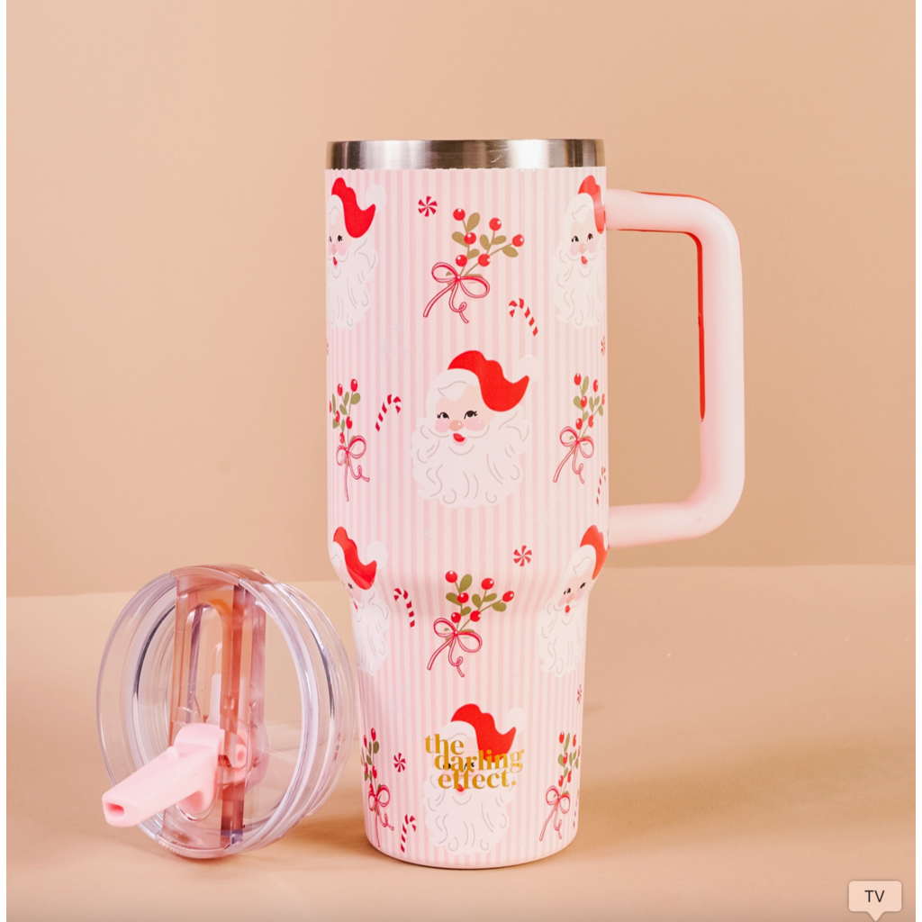 Holly Jolly Santa Tumbler - Flip Straw
