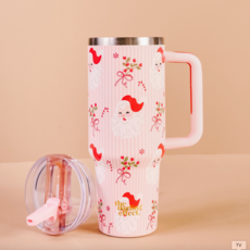 Holly Jolly Santa Tumbler - Flip Straw