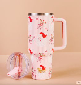 Holly Jolly Santa Tumbler - Flip Straw