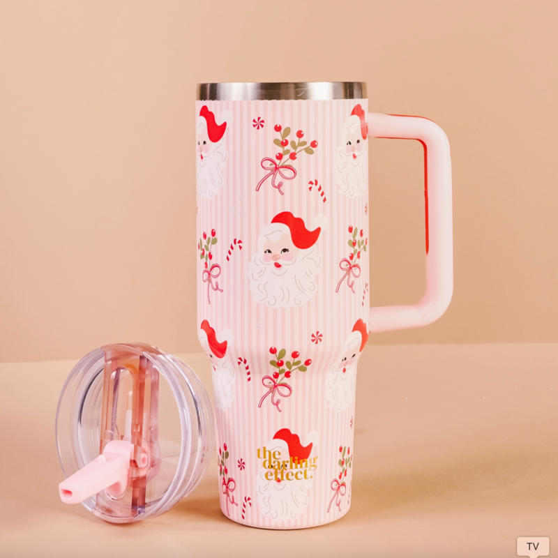Holly Jolly Santa Tumbler - Flip Straw