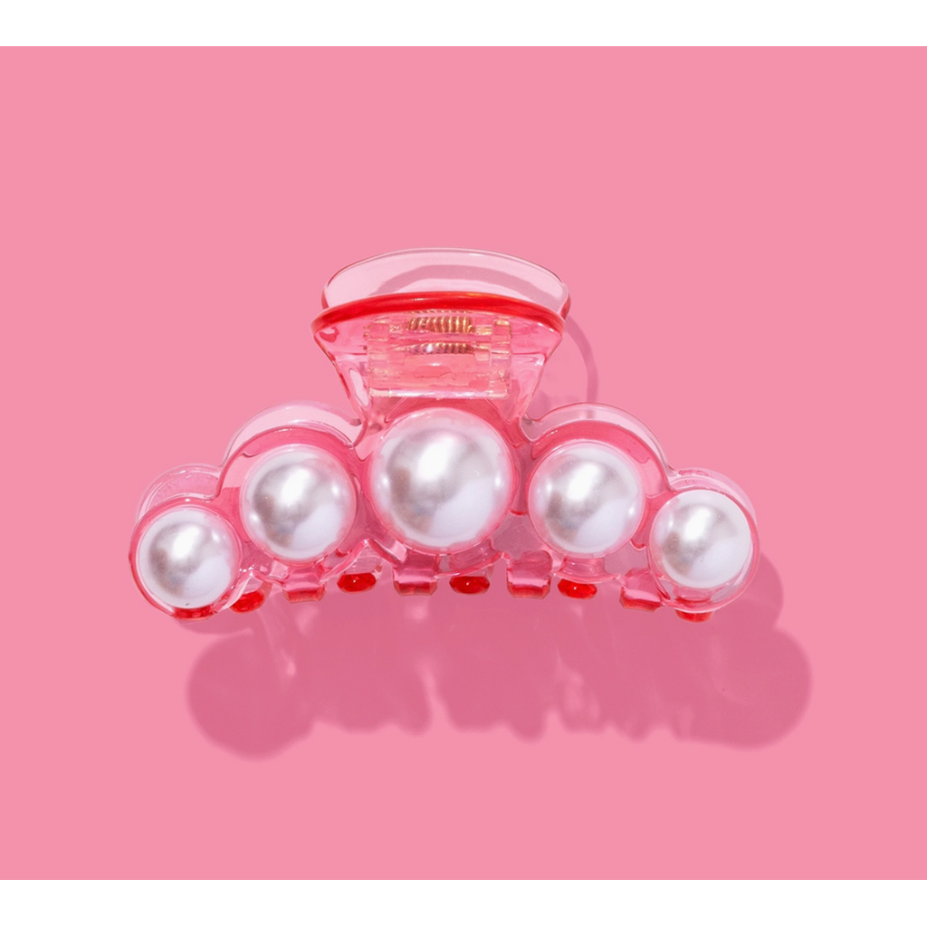 Clear Pink & Pearls Claw Clip