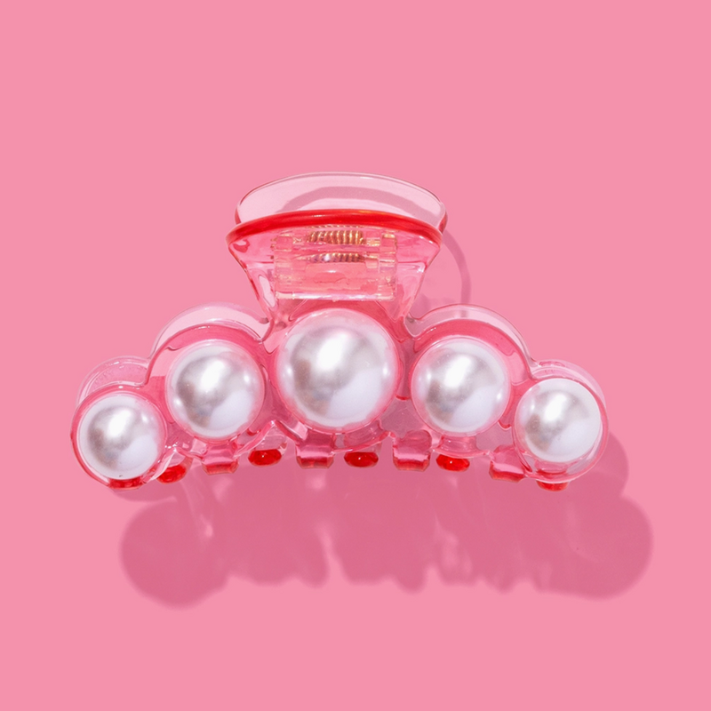 Clear Pink & Pearls Claw Clip