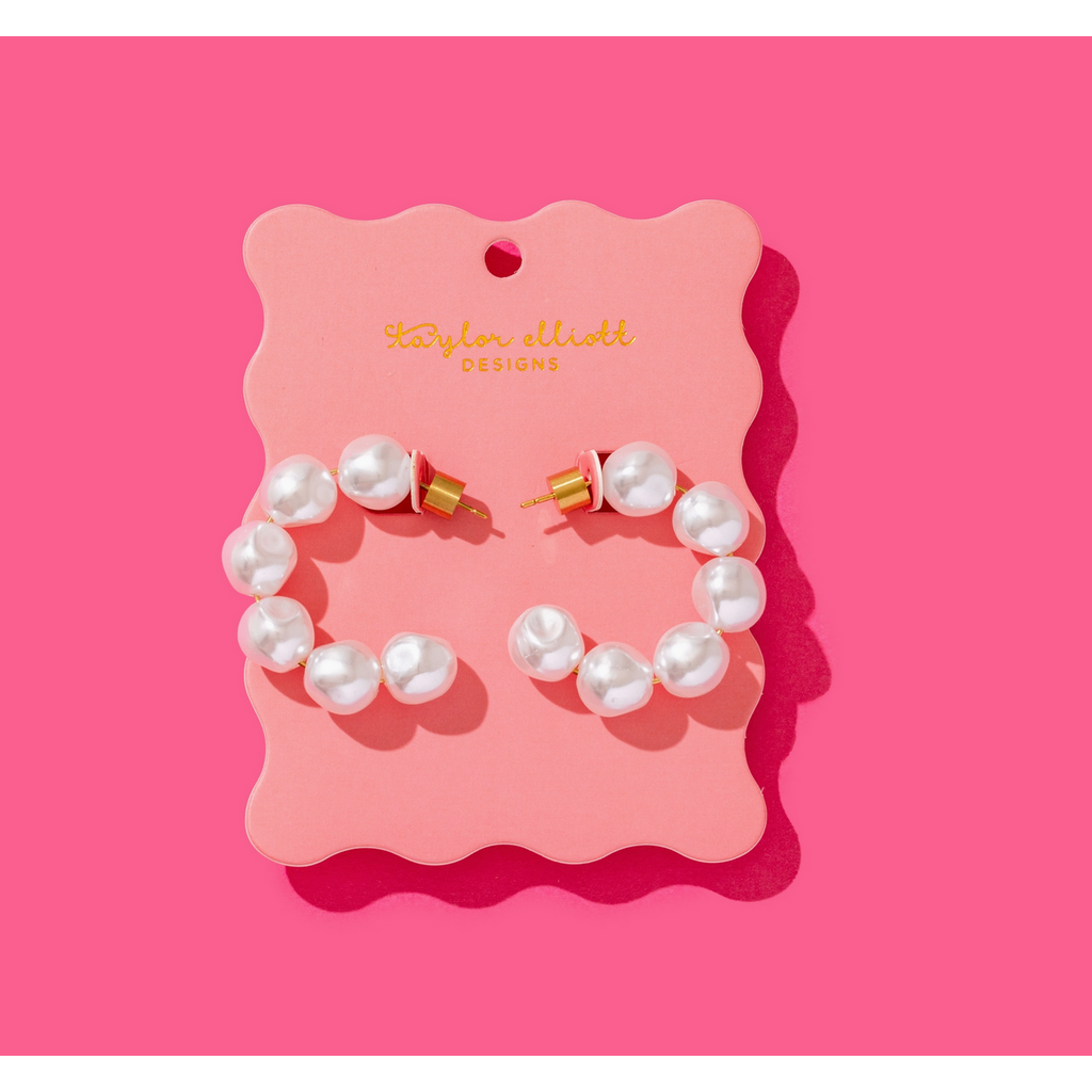 Hoop Earrings - Gold Plated w/Pearls