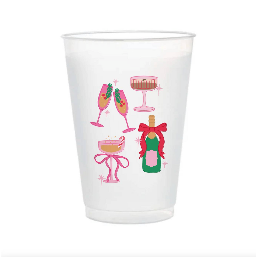 Pop Fizz Clink Christmas Frosted 16oz Reusable Cups - Set 6