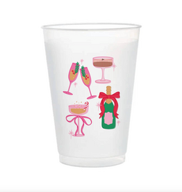 Pop Fizz Clink Christmas Frosted 16oz Reusable Cups - Set 6