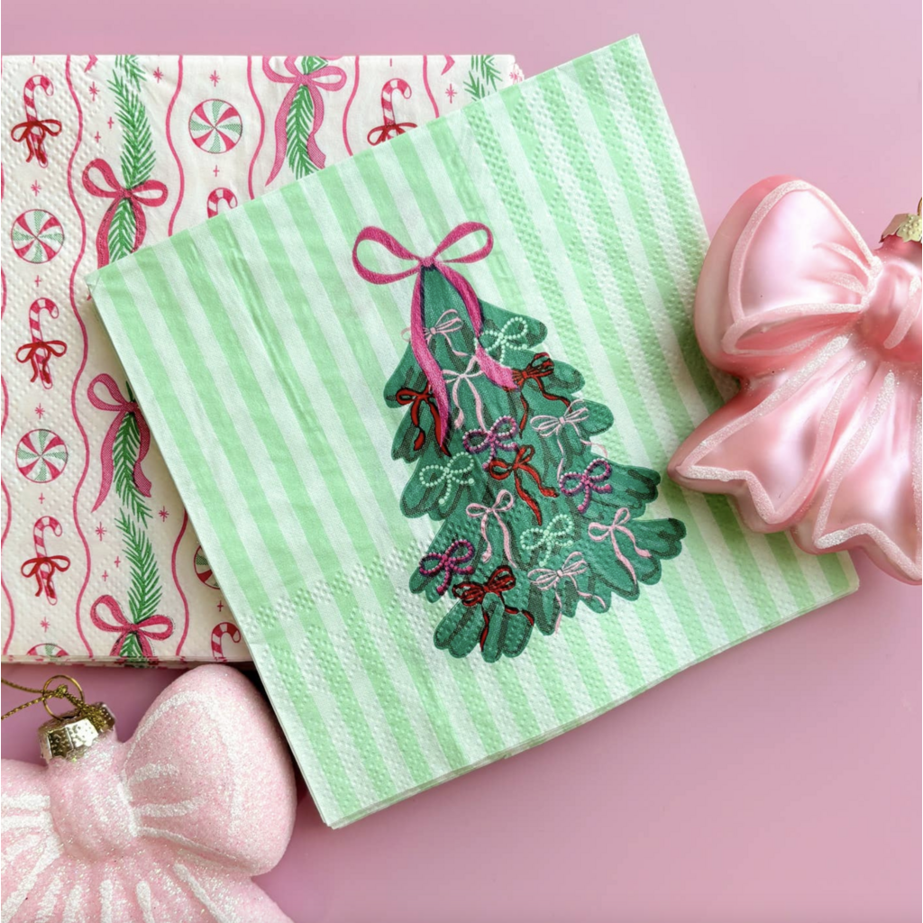 Tied Up in Bows - Christmas Cocktail Beverage Napkins Set 20
