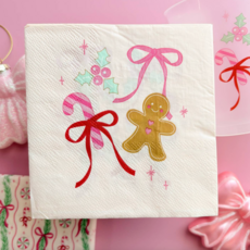 Gingerbread Bows Christmas Cocktail Beverage Napkins