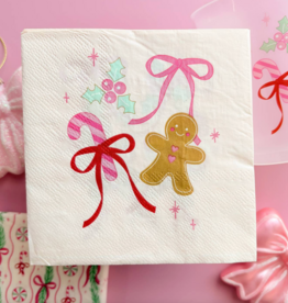 Gingerbread Bows Christmas Cocktail Beverage Napkins