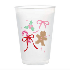 Gingerbread Bows Frosted 16oz Reusable Cups - Set of 6