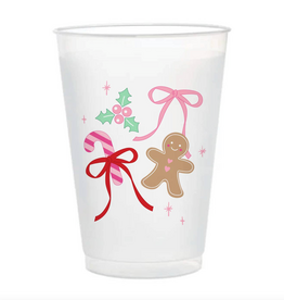 Gingerbread Bows Frosted 16oz Reusable Cups - Set of 6