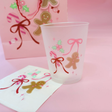 Gingerbread Bows Frosted 16oz Reusable Cups - Set of 6
