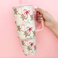 Gingerbread 40oz Tumbler with Spill Proof Lid + Flip Straw