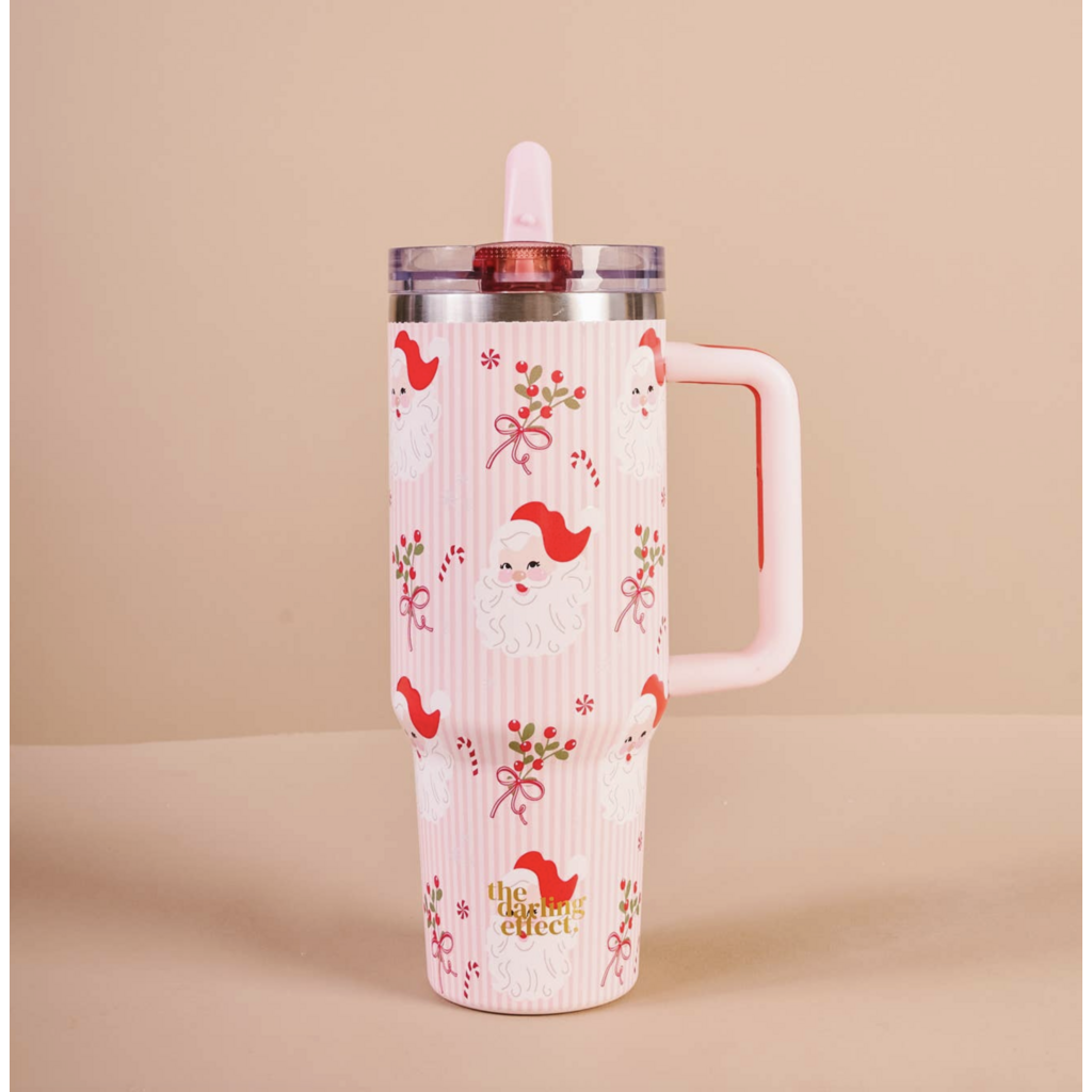 Holly Jolly Santa Tumbler - Flip Straw