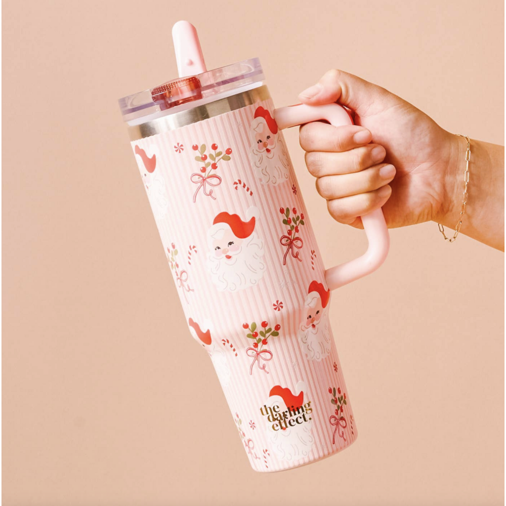 Holly Jolly Santa Tumbler - Flip Straw