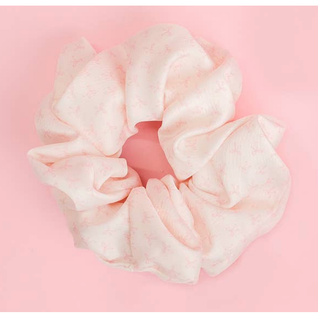 Jumbo Oversized Pink Bow Satin Scrunchie