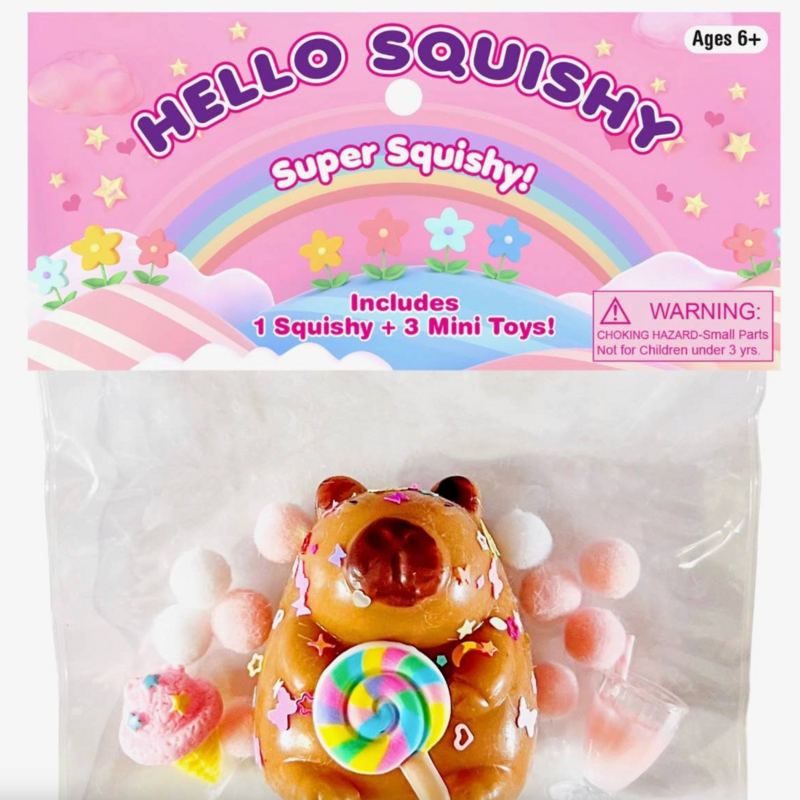 Zaba Hello Squishy Capybara with 3 Mini Toys