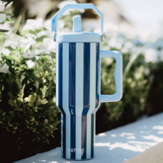 Light Blue and Navy Striped 38oz Cabana Jug Tumbler