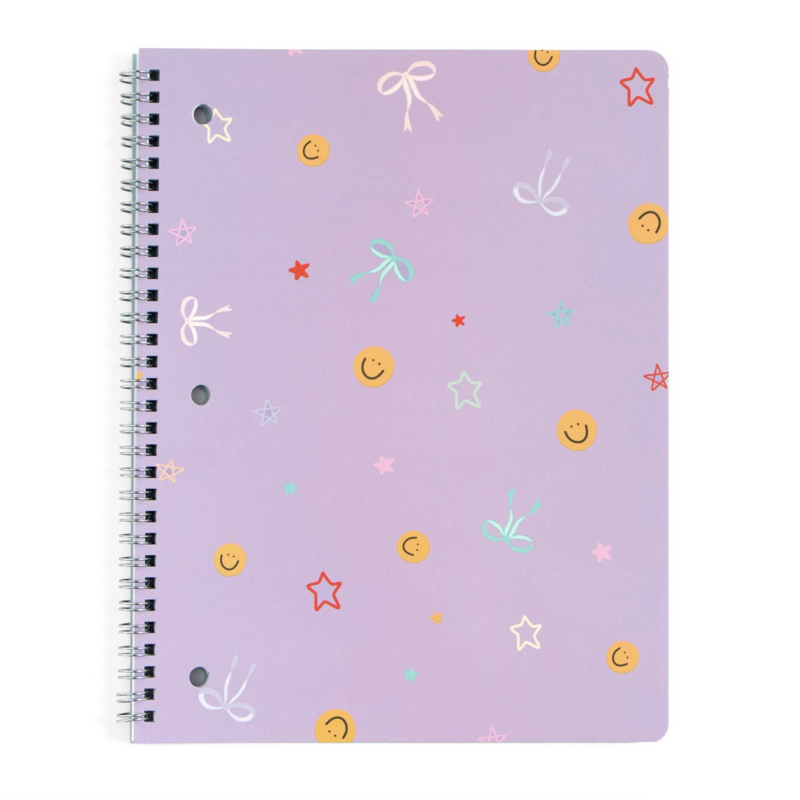 Smiley Faces & Coquette Bows Spiral Notebook