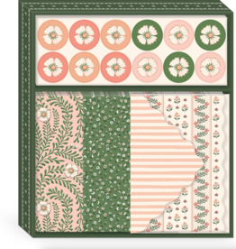 Pink Green Floral Stationery Set