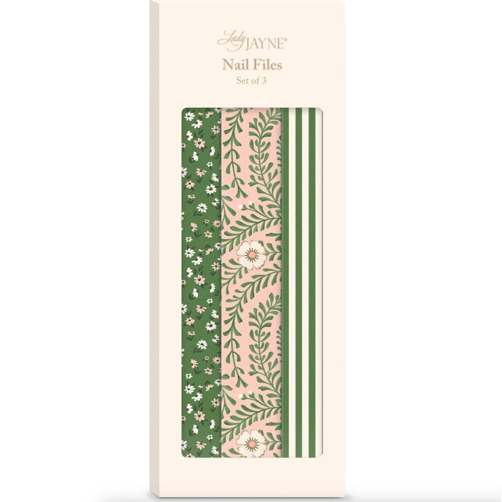 Pink Green Floral Nail File Set