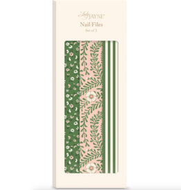 Pink Green Floral Nail File Set