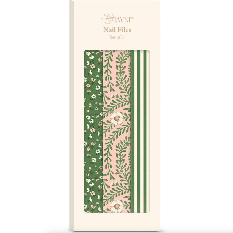 Pink Green Floral Nail File Set