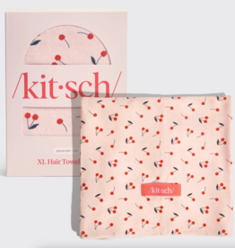 Cherry Print XL Hair Towel Wrap