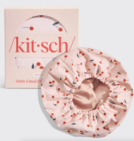 Cherry Print Satin-Lined Flexi Shower Cap