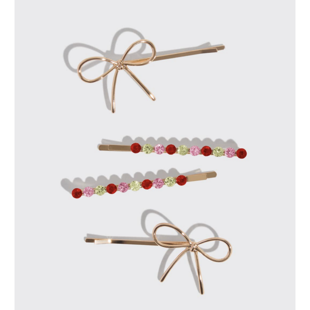 Holiday Gemstone & Bow Bobby Bins Set
