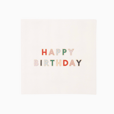 Blanc White Signature Happy Birthday Cocktail Napkins